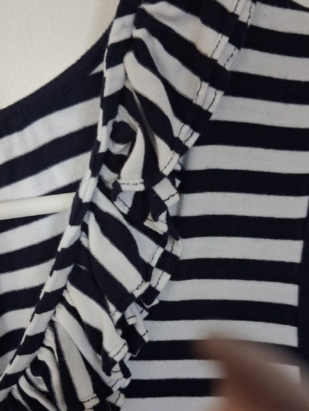 crown & ivy Black and White Striped Ruffle V-Neck Tank Top - Picture 3 of 5